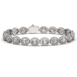 15.20 ctw Oval Cut Diamond Micro Pave Bracelet 18K White Gold