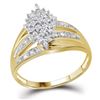 Image 1 : 10kt Yellow Gold Round Prong-set Diamond Oval Cluster Ring 1/5 Cttw