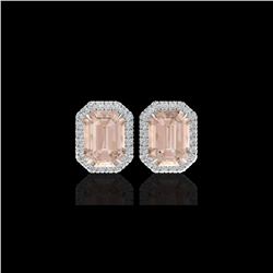 8.40 ctw Morganite & Micro Pave VS/SI Diamond Earrings 18K White Gold