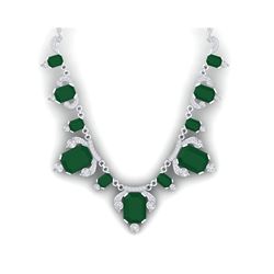 75.21 ctw Emerald & VS Diamond Necklace 18K White Gold