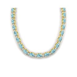 46.5 ctw Sky Blue Topaz & VS/SI Diamond Eternity Necklace 10K Yellow Gold