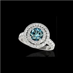 2.25 ctw SI Certified Fancy Blue Diamond Halo Ring 10K White Gold