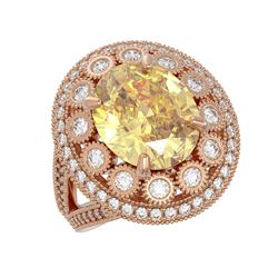 7.87 ctw Canary Citrine & Diamond Victorian Ring 14K Rose Gold