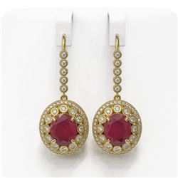 17.22 ctw Certified Ruby & Diamond Victorian Earrings 14K Yellow Gold