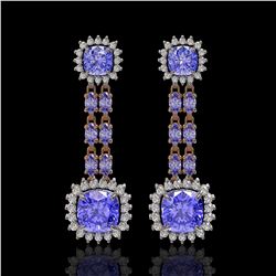 20.06 ctw Tanzanite & Diamond Earrings 14K Rose Gold