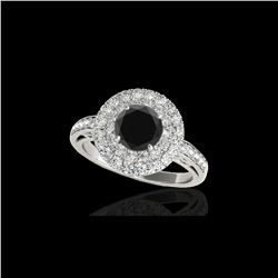 2.25 ctw Certified VS Black Diamond Solitaire Halo Ring 10K White Gold