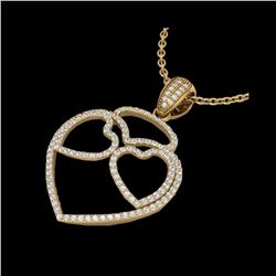1.20 ctw Micro Pave VS/SI Diamond Heart Necklace 14K Yellow Gold