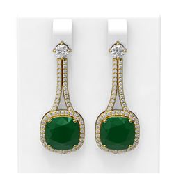 12.28 ctw Emerald & Diamond Earrings 18K Yellow Gold