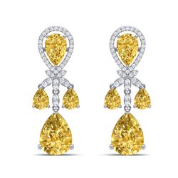 35.67 ctw Canary Citrine & VS Diamond Earrings 18K White Gold