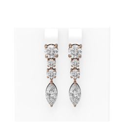 4.5 ctw Marquise Diamond Earrings 18K Rose Gold