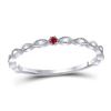 Image 1 : 10kt White Gold Round Ruby Solitaire Stackable Band Ring .01 Cttw