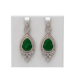 29.79 ctw Emerald & Diamond Earrings 18K Rose Gold