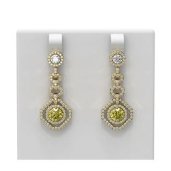 3.55 ctw Fancy Yellow Diamond Earrings 18K Yellow Gold