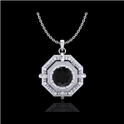 0.75 ctw Fancy Black Diamond Art Deco Stud Necklace 18K White Gold