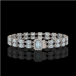 14.35 ctw Aquamarine & Diamond Bracelet 14K White Gold