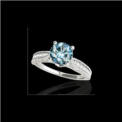 1.21 ctw SI Certified Blue Diamond Solitaire Antique Ring 10K White Gold