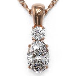 0.6 ctw Oval Cut Diamond Designer Necklace 18K Rose Gold