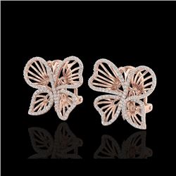 1.25 ctw Designer Micro Butterfly VS/SI Diamond Earrings 14K Rose Gold