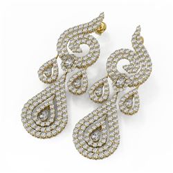 13 ctw Pear Diamond Designer Earrings 18K Yellow Gold