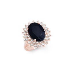 8.70 ctw Blue Sapphire & Diamond Ring 14K Rose Gold