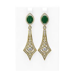 10.22 ctw Emerald & Diamond Earrings 18K Yellow Gold