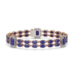 30.83 ctw Sapphire & Diamond Bracelet 14K Rose Gold
