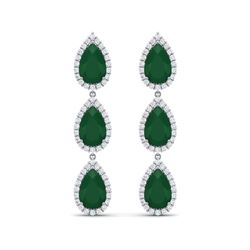 27.06 ctw Emerald & VS Diamond Earrings 18K White Gold