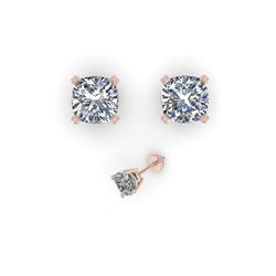 1.02 ctw Cushion VS/SI Diamond Stud Designer Earrings 18K Rose Gold