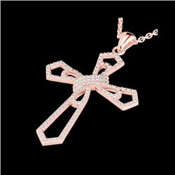 1 ctw Micro Pave VS/SI Diamond Cross Necklace 14K Rose Gold