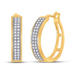 10kt Yellow Gold Round Diamond Hoop Earrings 1/5 Cttw