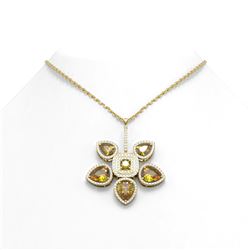11.52 ctw Canary Citrine Diamond Necklace 18K Yellow Gold