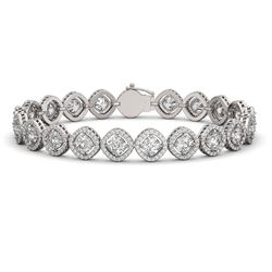 15.58 ctw Cushion Cut Diamond Micro Pave Bracelet 18K White Gold