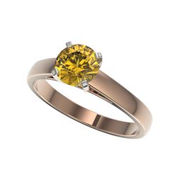 1.23 ctw Certified Intense Yellow Diamond Solitaire Ring 10K Rose Gold