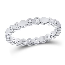 14kt White Gold Round Diamond Machine-Set Band Ring 1/8 Cttw