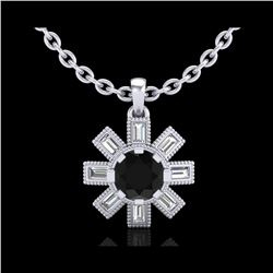 1.33 ctw Fancy Black Diamond Art Deco Stud Necklace 18K White Gold