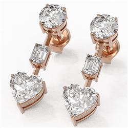3.5 ctw Heart Diamond Designer Earrings 18K Rose Gold
