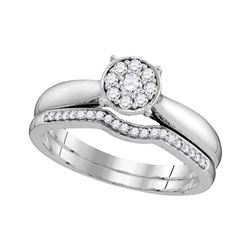 10kt White Gold Round Diamond Bridal Wedding Engagement Ring Band Set 1/4 Cttw