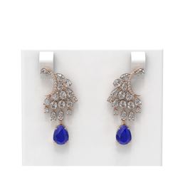 15.97 ctw Sapphire & Diamond Earrings 18K Rose Gold