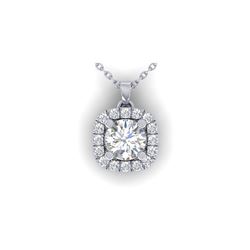 1.01 ctw Certified VS/SI Diamond Stud Halo Necklace 18K White Gold