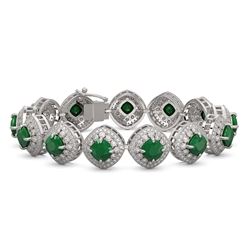 37.35 ctw Emerald & Diamond Victorian Bracelet 14K White Gold
