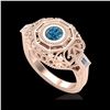 Image 1 : 0.75 ctw Fancy Intense Blue Diamond Art Deco Ring 18K Rose Gold
