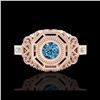 Image 2 : 0.75 ctw Fancy Intense Blue Diamond Art Deco Ring 18K Rose Gold