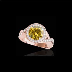 1.75 ctw Certified SI/I Fancy Intense Yellow Diamond Ring 10K Rose Gold