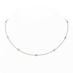 2.25 ctw Pear Cut Diamond Station Necklace 18K Rose Gold