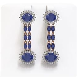 13.28 ctw Sapphire & Diamond Earrings 14K Rose Gold