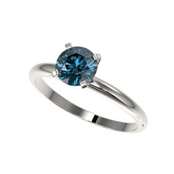 1 ctw Certified Intense Blue Diamond Engagement Ring 10K White Gold
