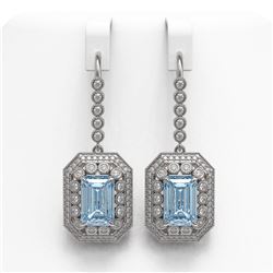11.32 ctw Aquamarine & Diamond Victorian Earrings 14K White Gold