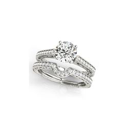 0.57 ctw Certified VS/SI Diamond 2pc Wedding Set Antique 14K White Gold