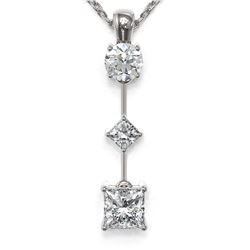 0.9 ctw Princess Cut Diamond Designer Necklace 18K White Gold