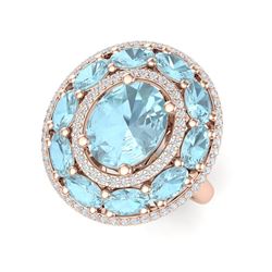 8.47 ctw Sky Topaz & VS Diamond Ring 18K Rose Gold